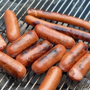 sausage, grill, campfire